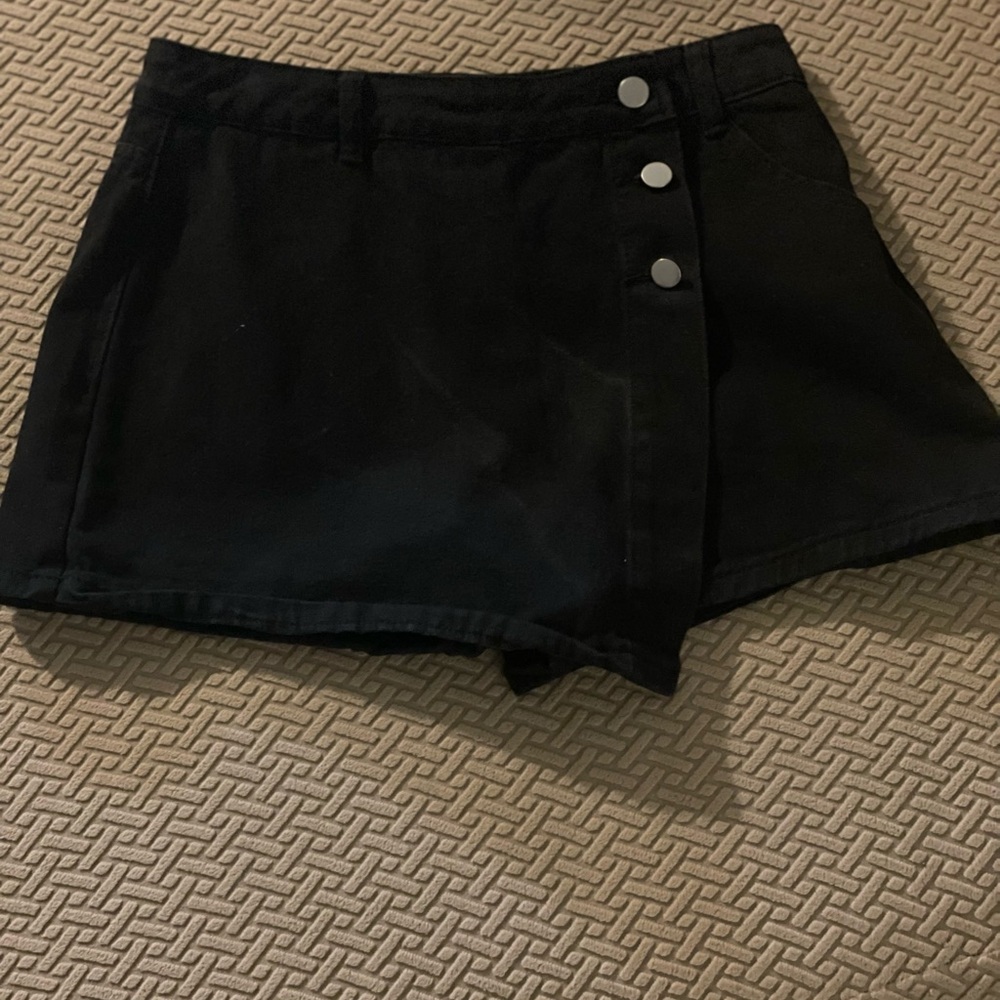 Jean Skort Black with Silver Buttons- Size Medium
